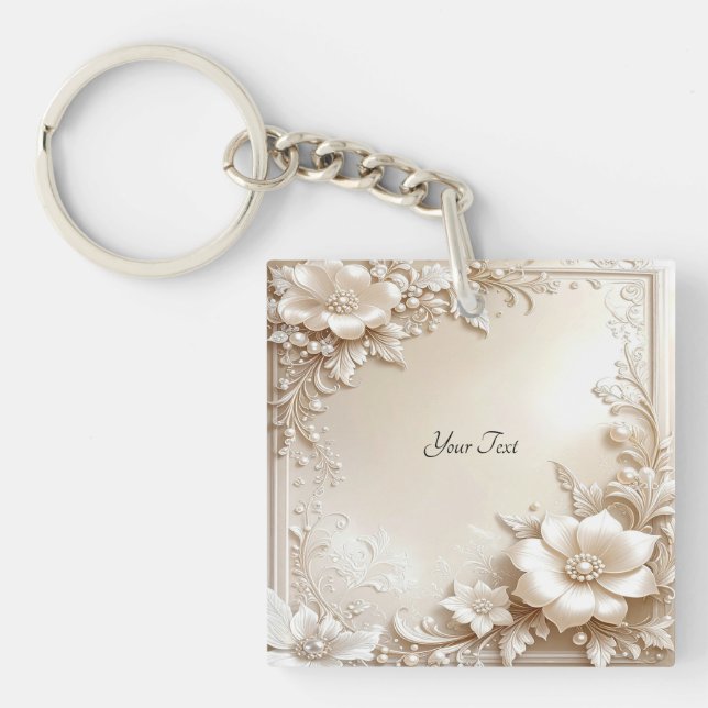Ivory Flowers Keychain Schlüsselanhänger (Vorderseite)