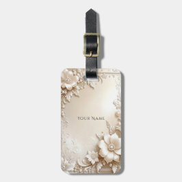 Ivory Flowers Luggage Tag Gepäckanhänger