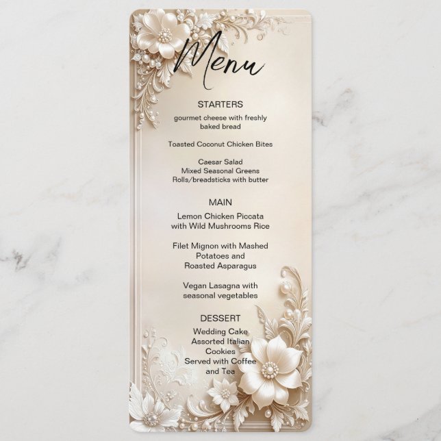 Ivory Flowers Menu (Devant)