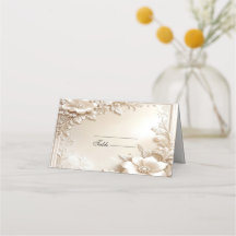Ivory Flowers Place Card