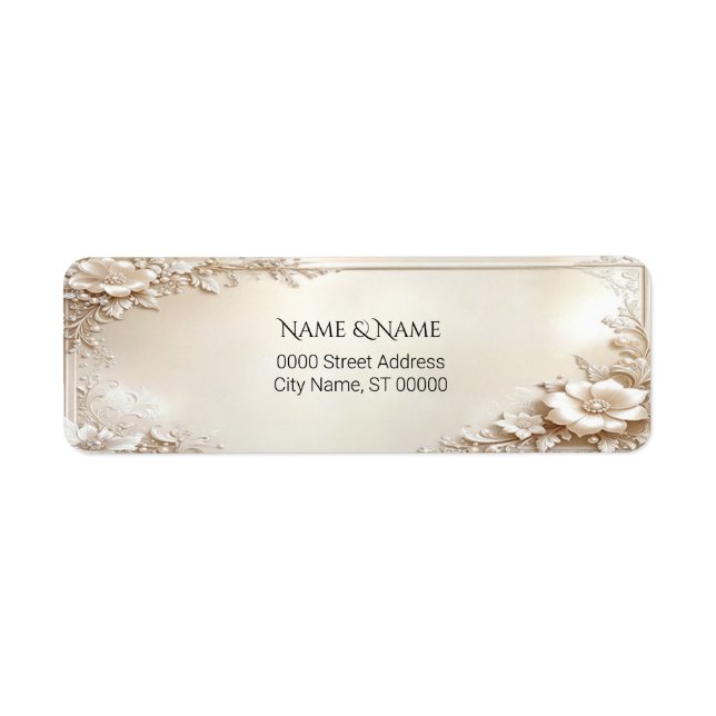 Ivory Flowers Return Address Label (Vorne)