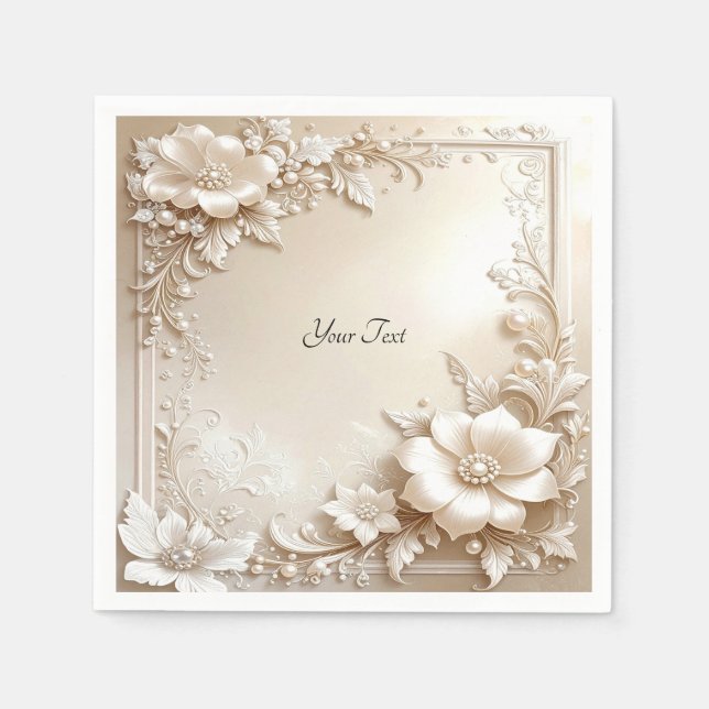 Ivory Flowers Serviette (Vorderseite)