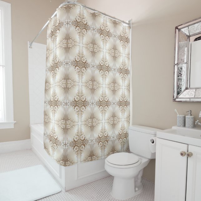 Ivory Flowers Shower Curtain Duschvorhang (Beispiel)
