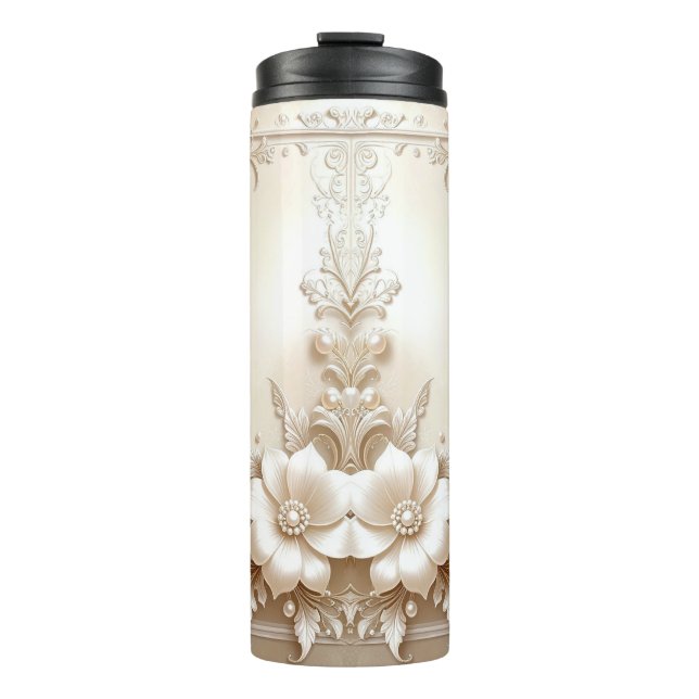 Ivory Flowers Thermal Tumbler Thermosbecher (Vorderseite)