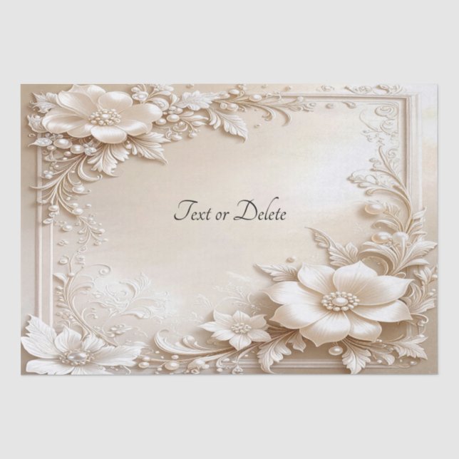 Ivory Flowers Tissue Paper Seidenpapier (Vorderseite)