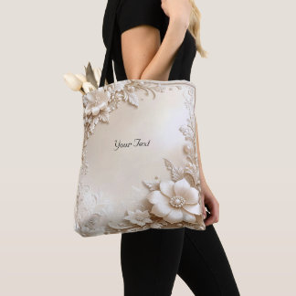 Ivory Flowers Tote Bag Tasche