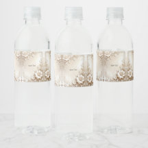 Ivory Flowers Water Bottle Label