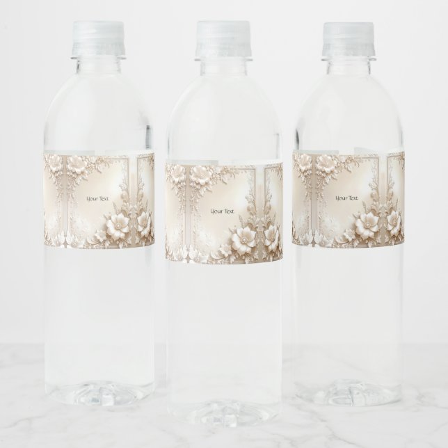 Ivory Flowers Water Bottle Label (Flaschen)
