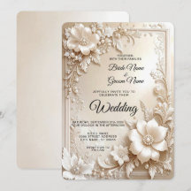 Ivory Flowers Wedding Invitation