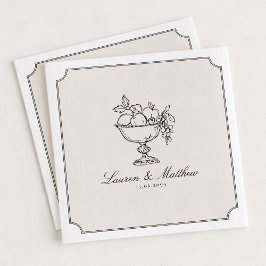 Ivory Fruit Bowl Double Frame Wedding Napkins Serviette