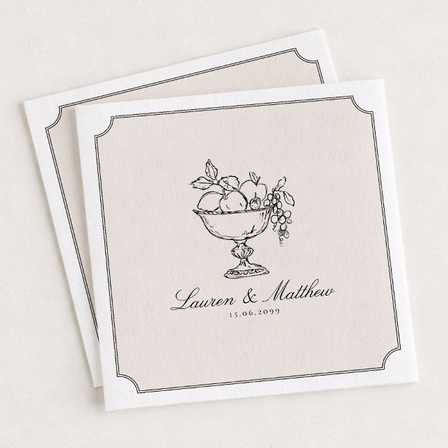 Ivory Fruit Bowl Double Frame Wedding Napkins Serviette (Von Creator hochgeladen)