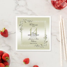 Ivory Gem & Glitzer 14. Hochzeitstag Serviette