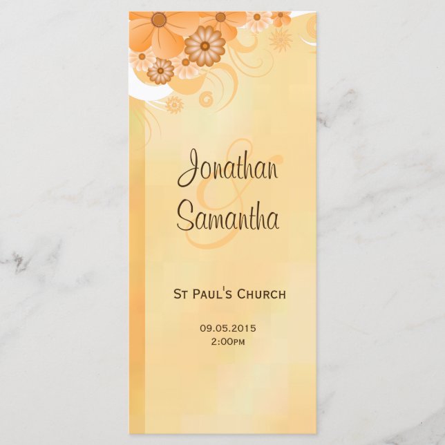 Ivory Gold Floral Elegante Slim Wedding Programme (Vorderseite)