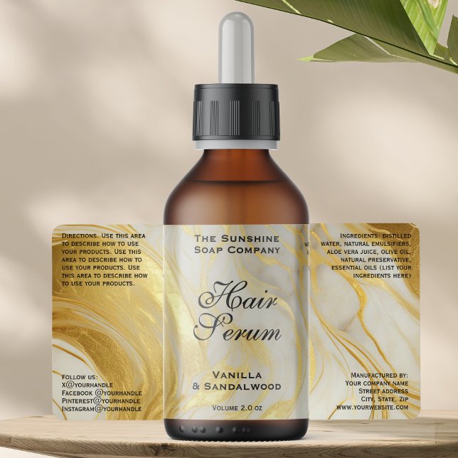 Ivory Gold Foil Cosmetics or Dropper Bottle Label (Von Creator hochgeladen)