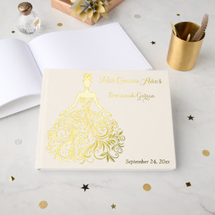 Ivory, Gold FOIL Silhouette Quinceañera Livre d'or