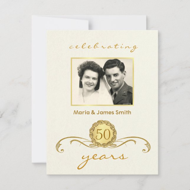 Ivory & Gold - Invitations du 50e anniversaire de  (Devant)