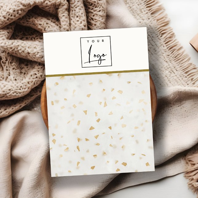 Ivory Gold Terrazzo Blank Juwelier-Logo Visitenkarte (Von Creator hochgeladen)