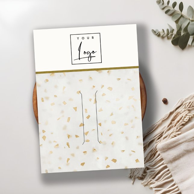 Ivory Gold Terrazzo Texture Hairpin Display Logo Visitenkarte (Von Creator hochgeladen)