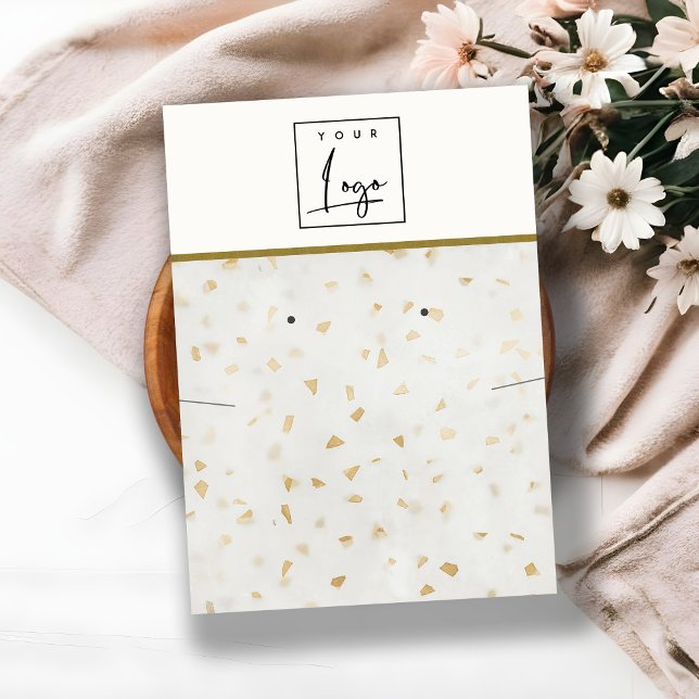 Ivory Gold Terrazzo Texture Necklace Logo Visitenkarte (Von Creator hochgeladen)