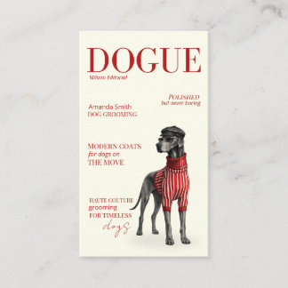 Ivory Great Dane Dogue Magazine Business Card Visitenkarte