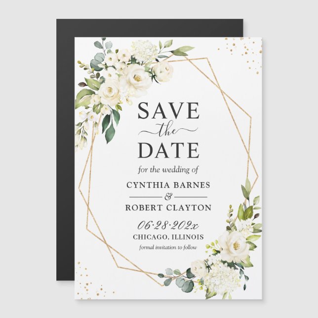 Ivory Green Floral Geometric speichert das Datumsm Magnetkarte (Vorne/Hinten)