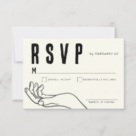Ivory Hand Drawn Illustration Minimalist Wedding RSVP Karte