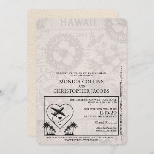 Ivory Hawaii Faire-part de mariage de passeport