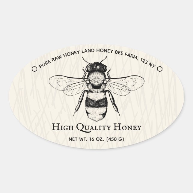 Ivory Honey Jar Boho Beekeeper Ovaler Aufkleber (Vorderseite)
