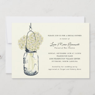 Ivory Hydrangea & Mason Jar Brautparty Einladung