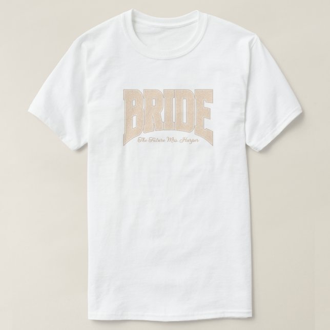 Ivory Lace BRIDE Engagement Shower Bach Party T-Shirt (Design vorne)