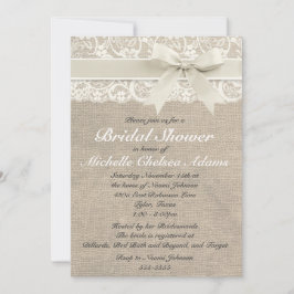 Ivory Lace Burlap Bridal Dusche Einladung
