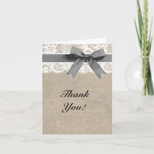 Ivory Lace Burlap und Grey Danke-Card Dankeskarte