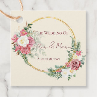 Ivory Lace Elegant Floral Personalized Wedding Fav Geschenkanhänger