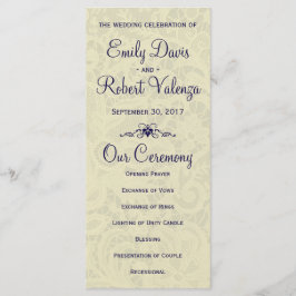 Ivory Lace Royal Navy Bleu Programme de mariage fo