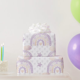 Ivory Lavender Boho Rainbow Baby Girl Shower Geschenkpapier