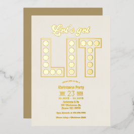 Ivory Luxe Let's Get Lit Retro Christmas Party Folieneinladung