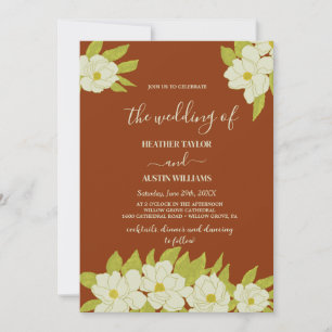 Ivory Magnolia Blume Rusty Wedding Einladung