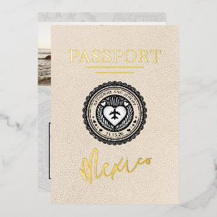Ivory Mexico Passport Hochzeit Folieneinladung