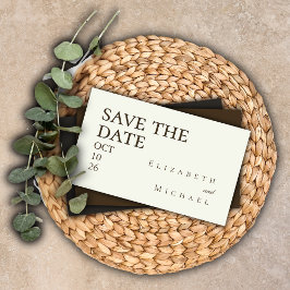 Ivory Minimalist Wedding Boho Save the Date QRCode Begleitkarte