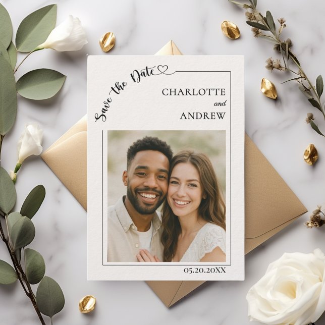 Ivory modern photo wedding luxury Save the Date (Von Creator hochgeladen)