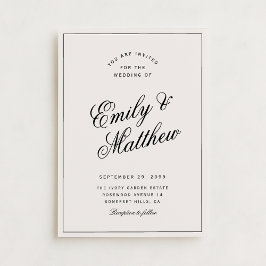 Ivory Modern Script Wedding Invitation Einladung