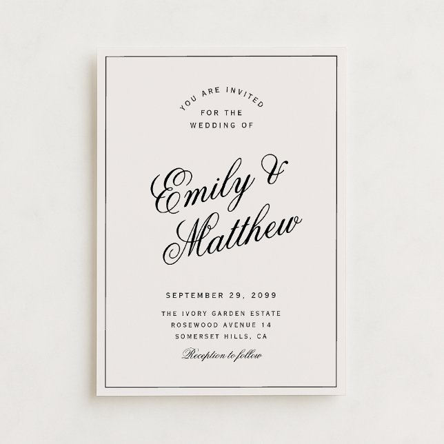 Ivory Modern Script Wedding Invitation Einladung (Von Creator hochgeladen)