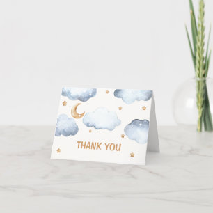 Ivory Moon Stars Twinkle Boy Baby Shower Dankeskarte