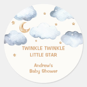 Ivory Moon Stars Twinkle Boy Baby Shower Runder Aufkleber