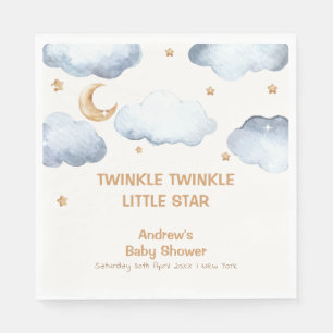 Ivory Moon Stars Twinkle Boy Baby Shower Serviette