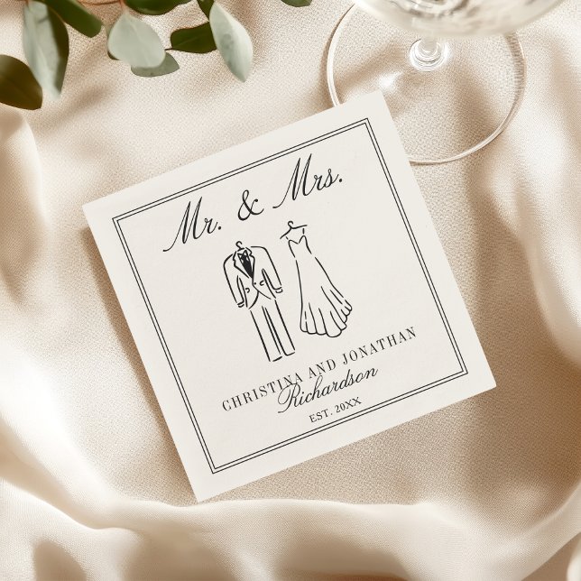 Ivory Mr & Mrs Personalized Old Money Wedding  Serviette (Von Creator hochgeladen)
