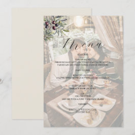 Ivory Olive Photo Wedding Menükarte