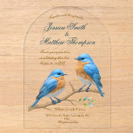 Ivory Pastel Lovebirds Romantische Bluebirds Hochz Acryleinladungen