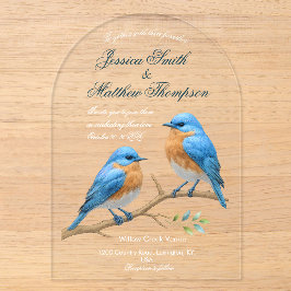 Ivory Pastel Lovebirds Romantische Bluebirds Hochz Acryleinladungen