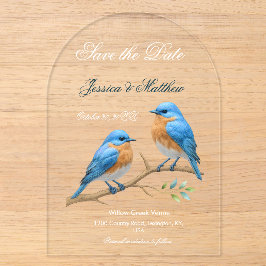 Ivory Pastel Lovebirds Romantische Bluebirds Hochz Acryleinladungen
